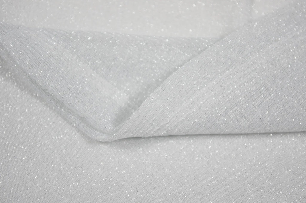 Close-up of silver metallic sheer mesh fabric texture