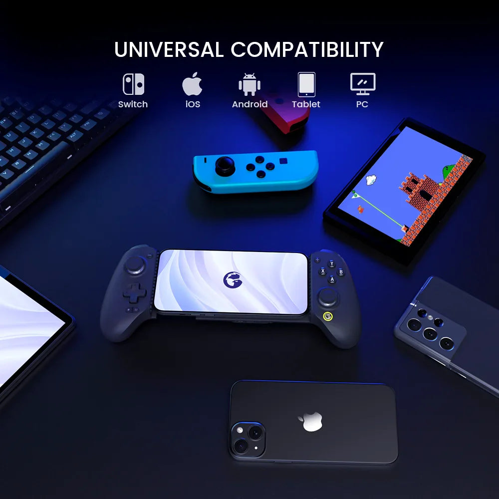 Wireless mobile game controller for various devices including phones, tablets, and computers