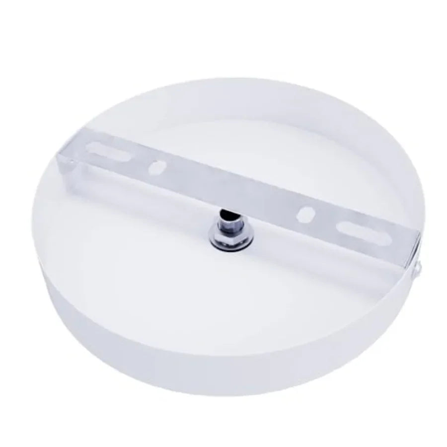 White ceiling canopy with metal mounting bracket attached