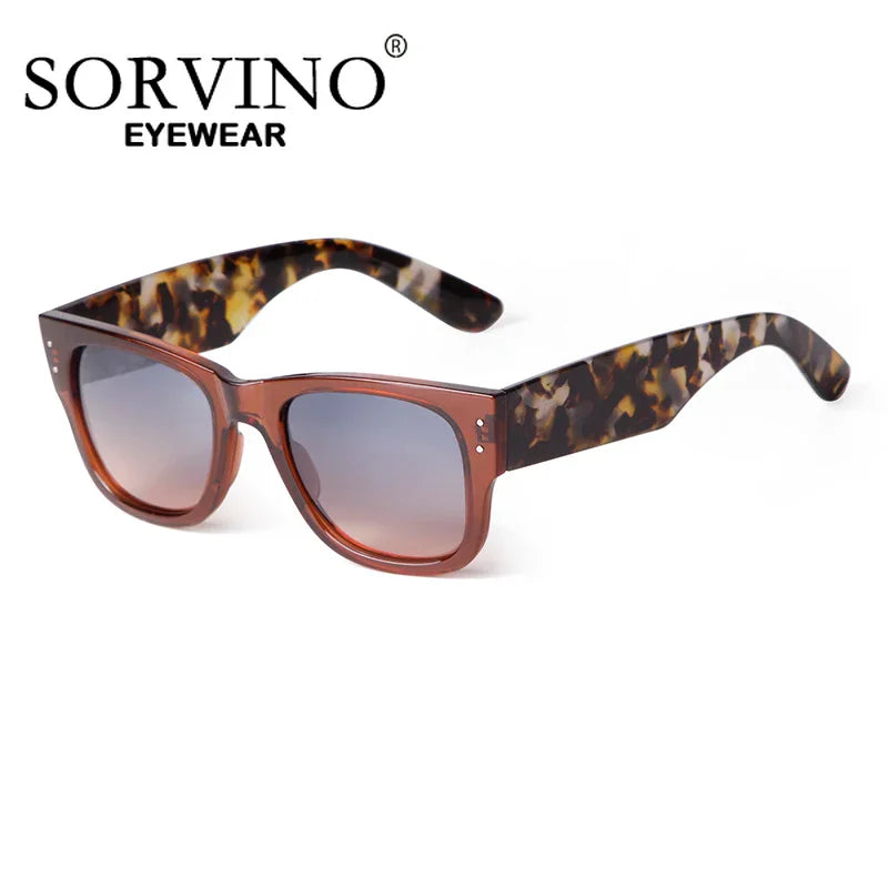 Brown gradient square sunglasses with tortoiseshell frame