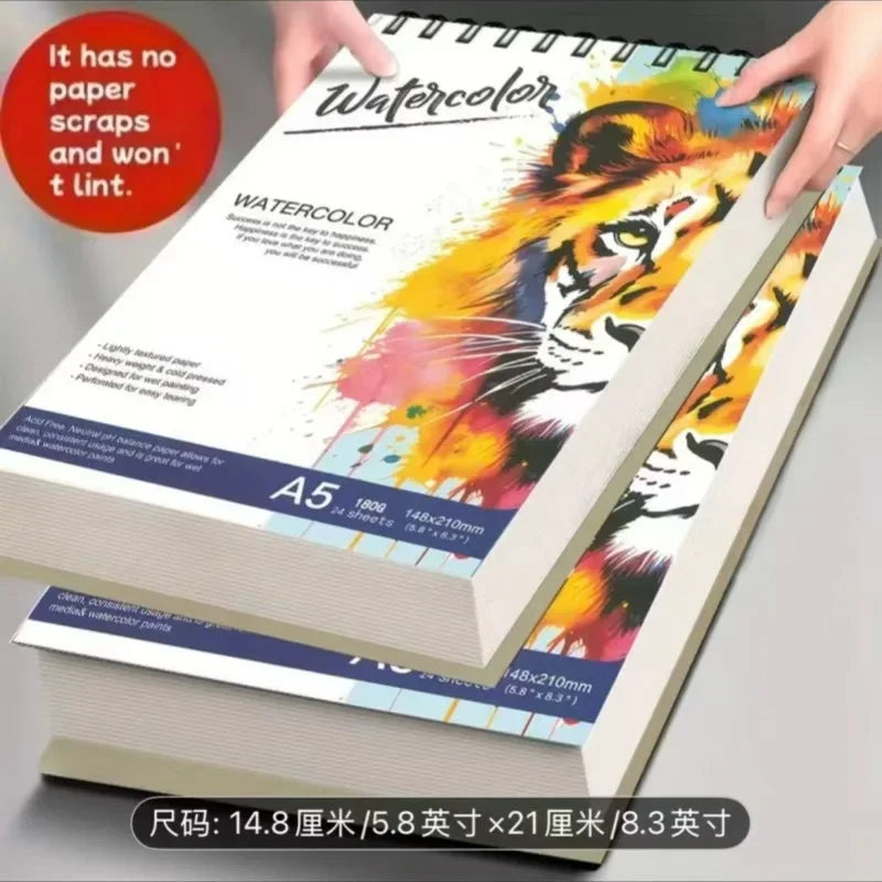 A5 spiral bound watercolor sketchbook with an illustrated art cover design – view 5