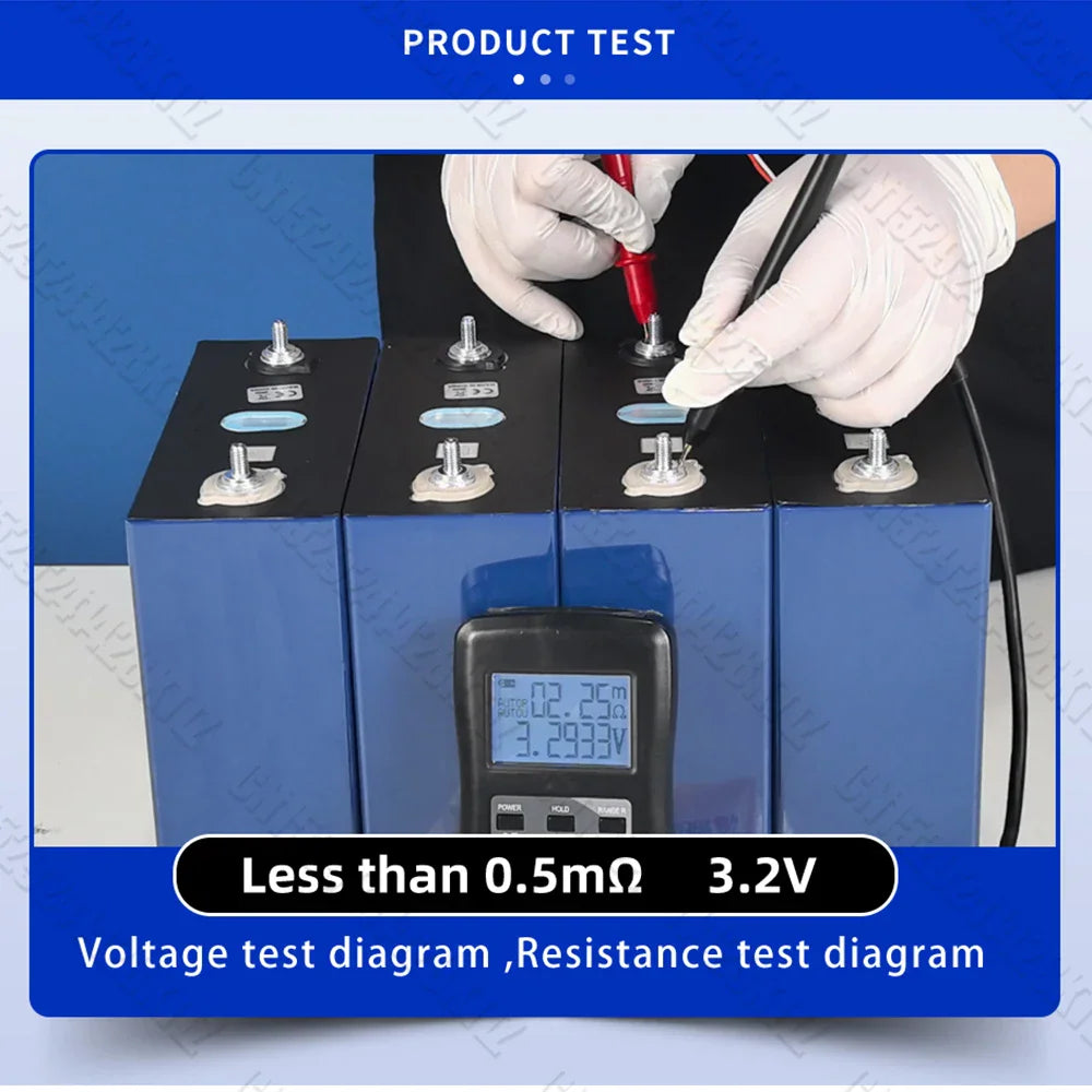 Multimeter testing voltage and internal resistance of lithium battery cells