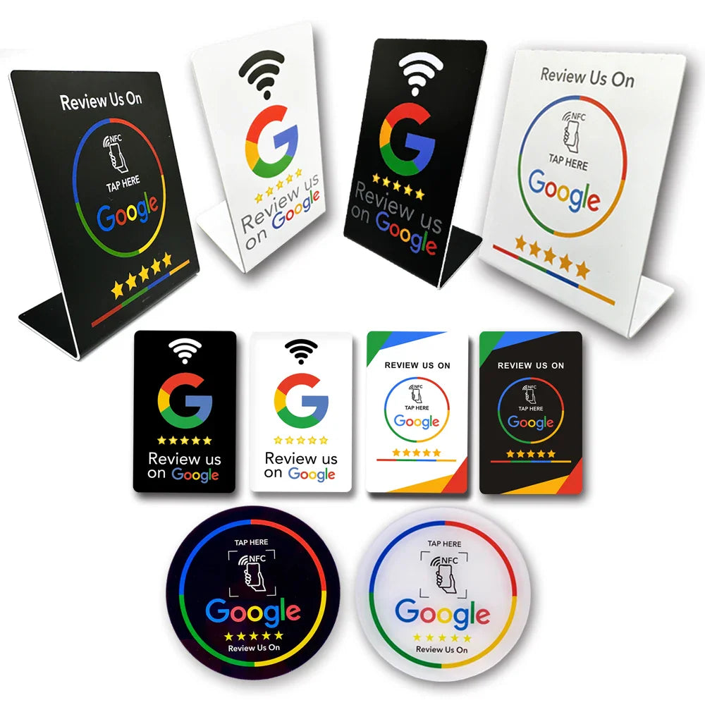 NFC 215 Google Review programmable stand and card
