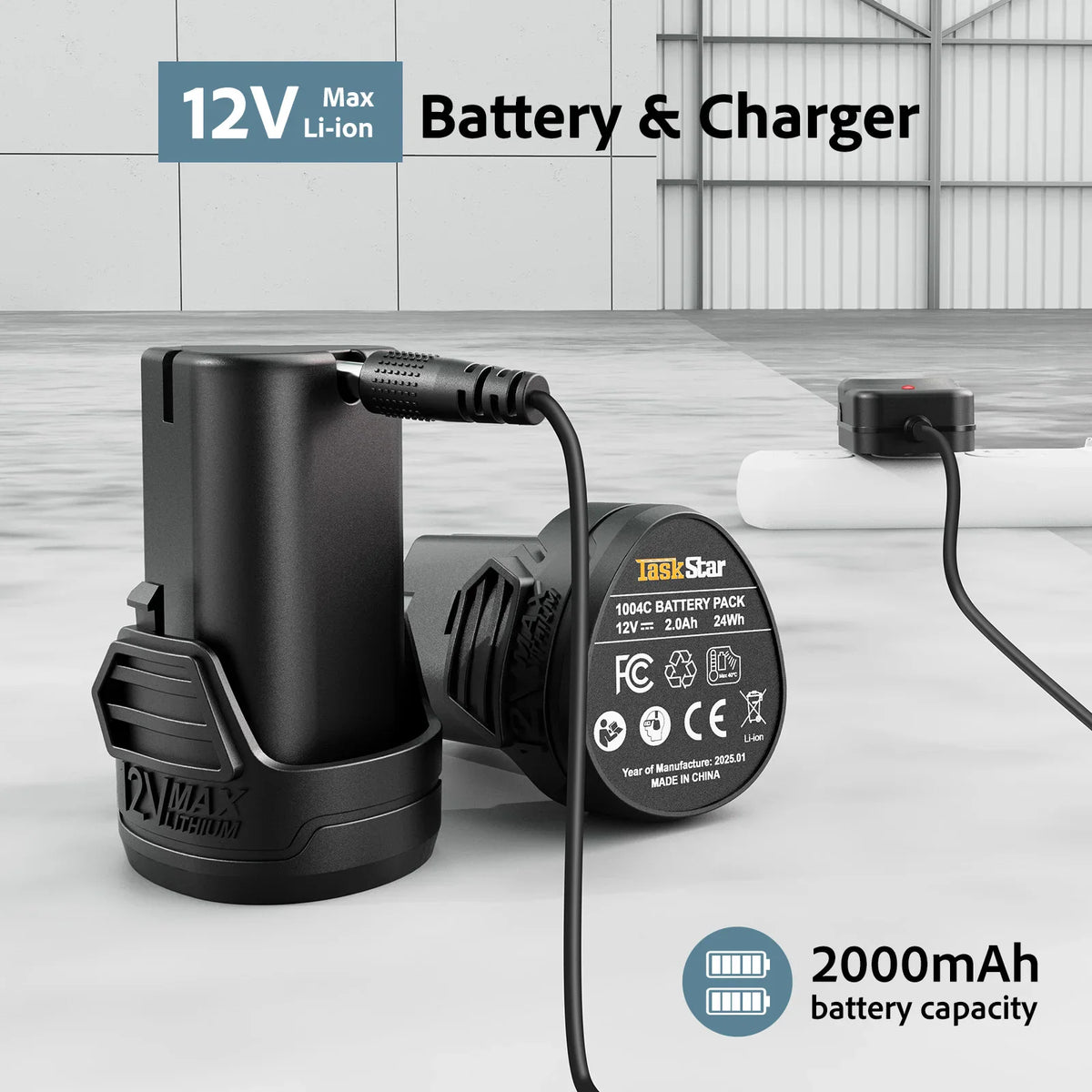 12V lithium-ion battery pack for cordless power tool with charger and power capacity display