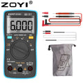 Digital multimeter set including test leads, temperature probe, and carrying pouch