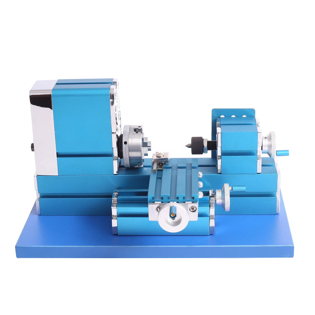 Blue mini metal lathe machine for DIY woodworking