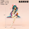 Hatsune Miku anime noodle stopper figure wearing a pink bunny ear pajama hoodie with size dimensions