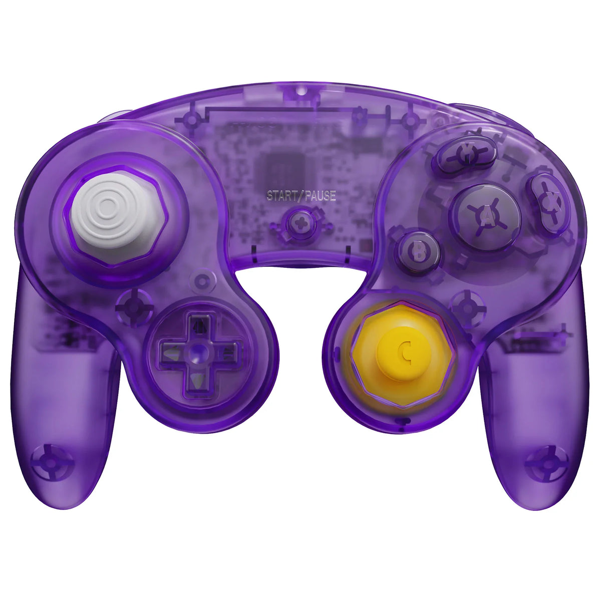 Transparent purple gaming controller replacement front housing shell.