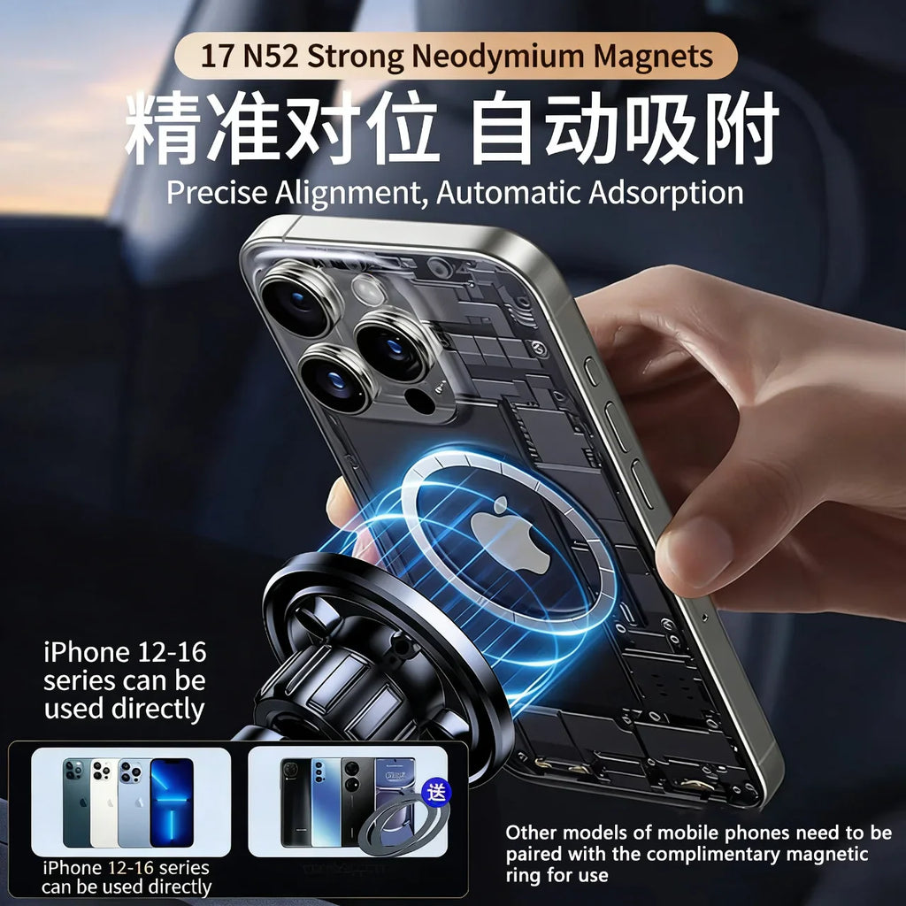 Magnetic car phone mount with neodymium magnets attached to a smartphone