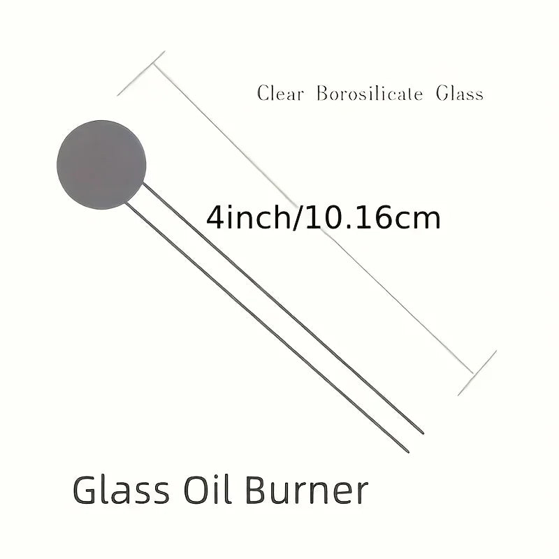 Diagram showing a clear glass tube with a bubble end and its dimensions in inches and centimeters.