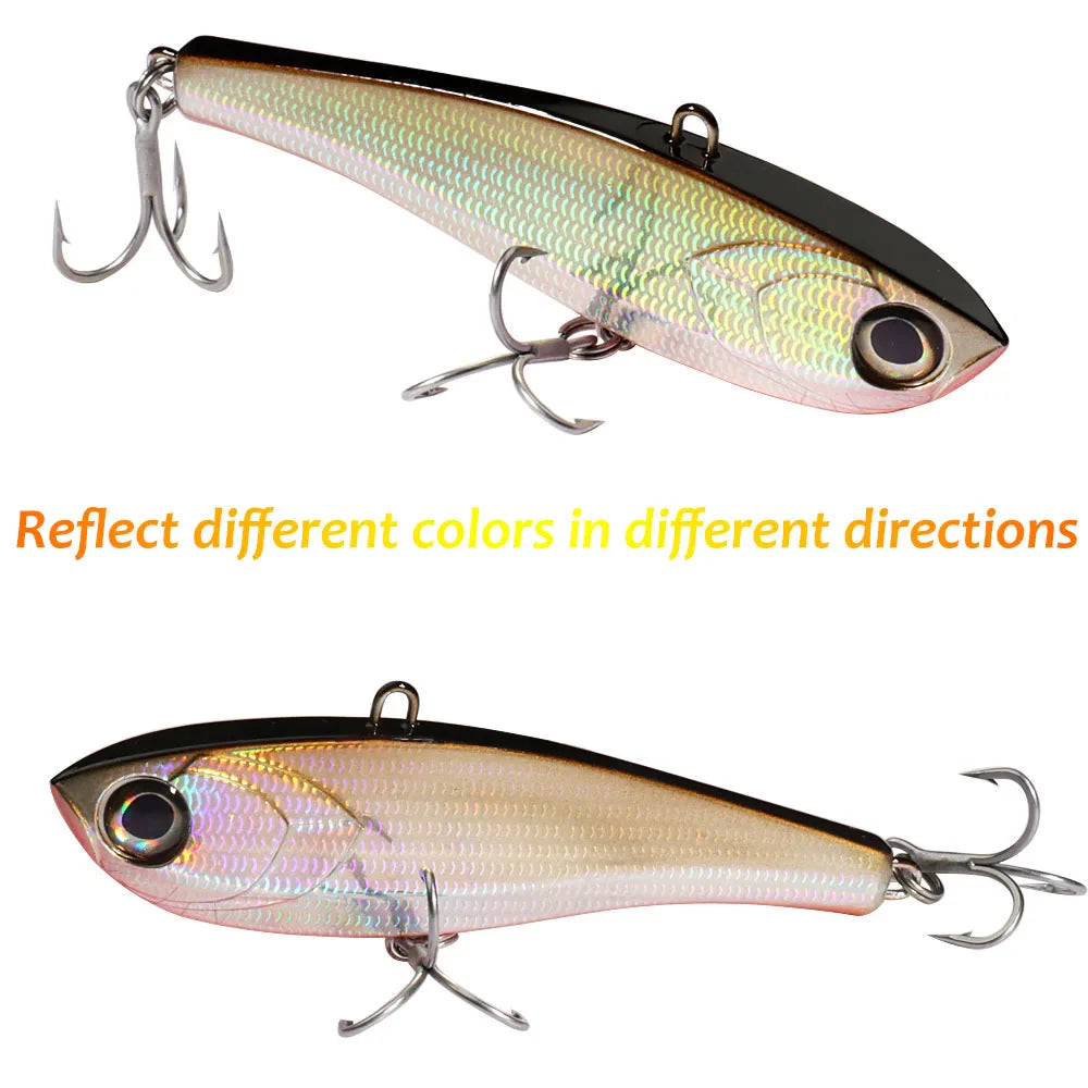 Gobait vibration sinking pencil fishing lure with holographic laser coating and treble hooks