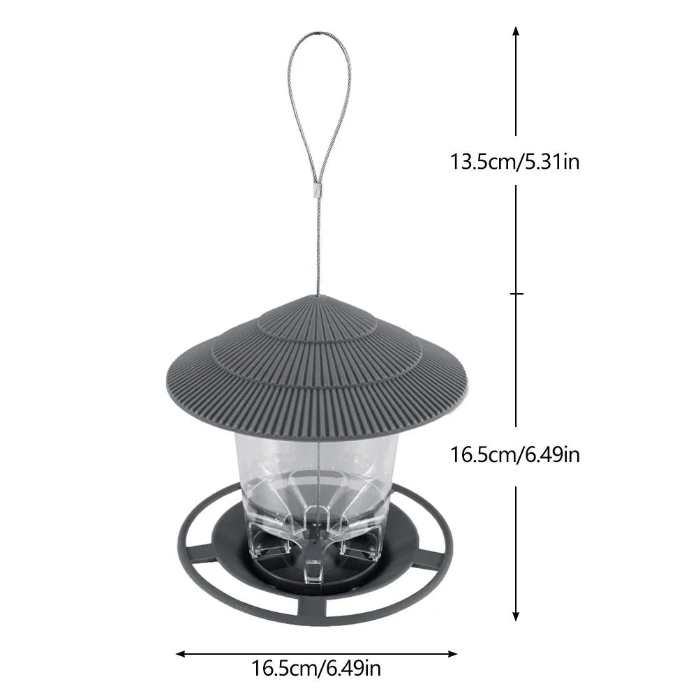 Hanging gazebo bird feeder dimensions and size measurements in centimeters and inches