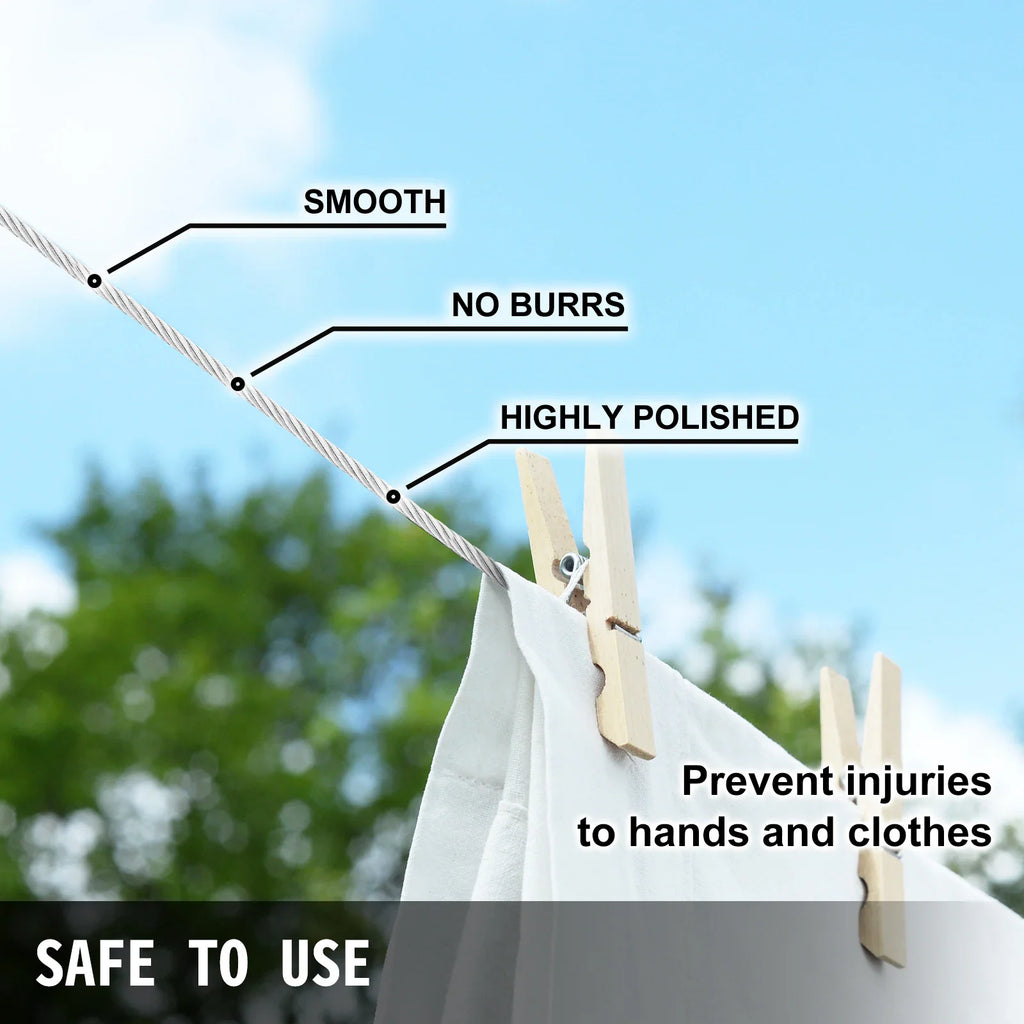 Smooth stainless steel wire rope used as a clothesline