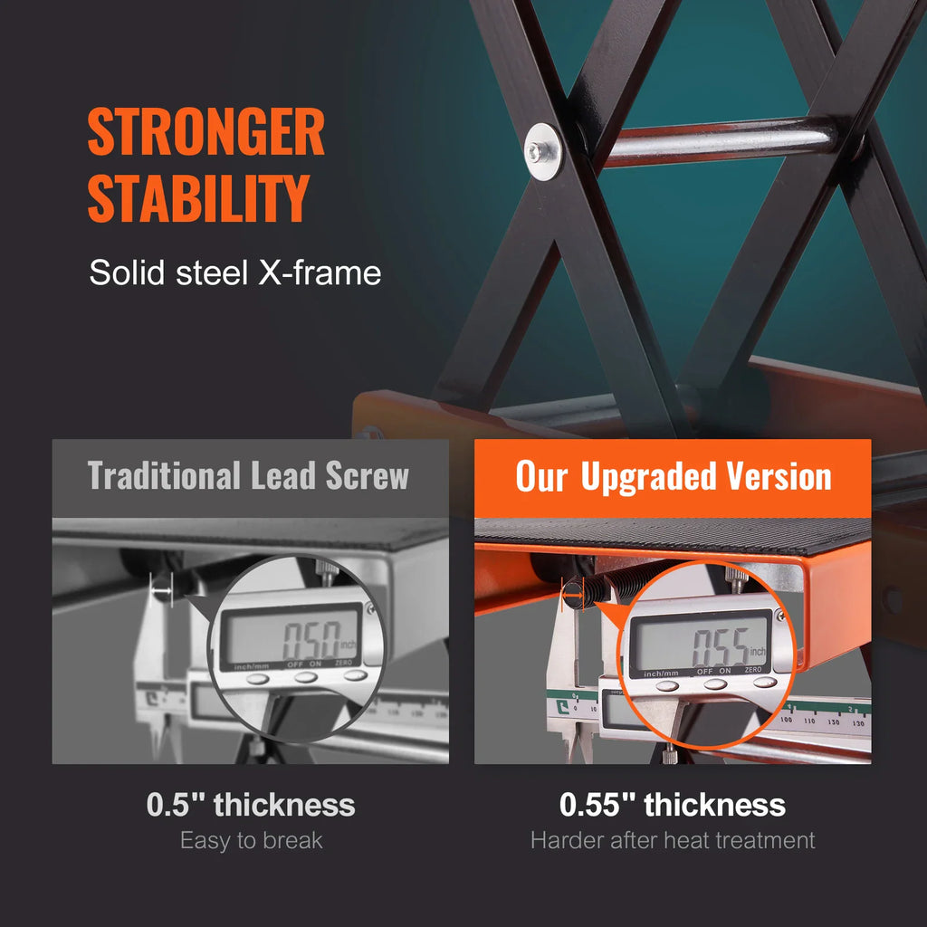 Comparison of lead screw thickness for motorcycle lift jack