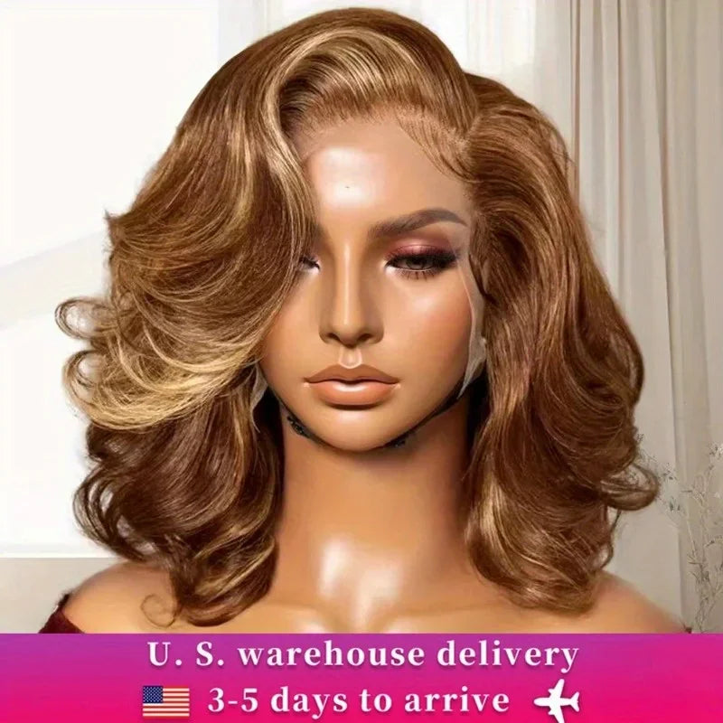Ombre 4/27 color gradient body wave human hair lace front wig with 13x4 transparent lace.
