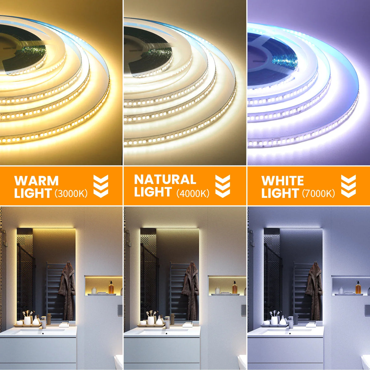 AC 110V 220V LED Strip With 2PIN Cable 240Leds/M IP44 3000K 4000K 7000K Self Adhesive Flexible Ribbon Stripe Home Decor Light – view 2