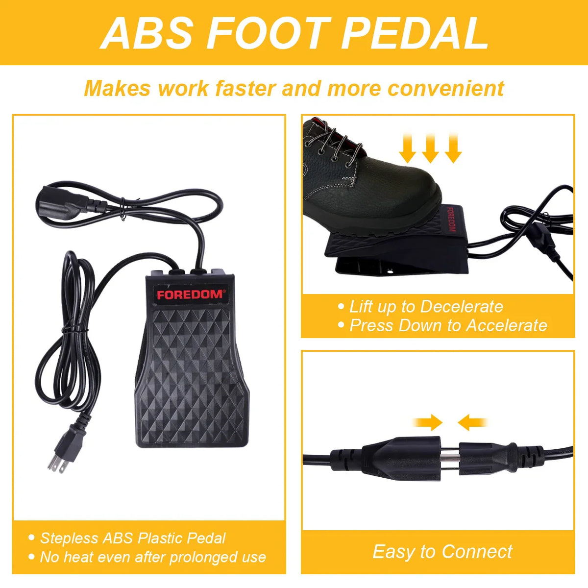 ABS foot pedal controller for rotary tool with instructions for operation
