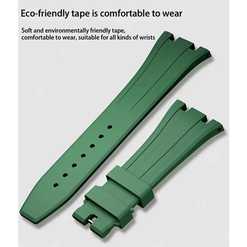 Green rubber watch strap replacement