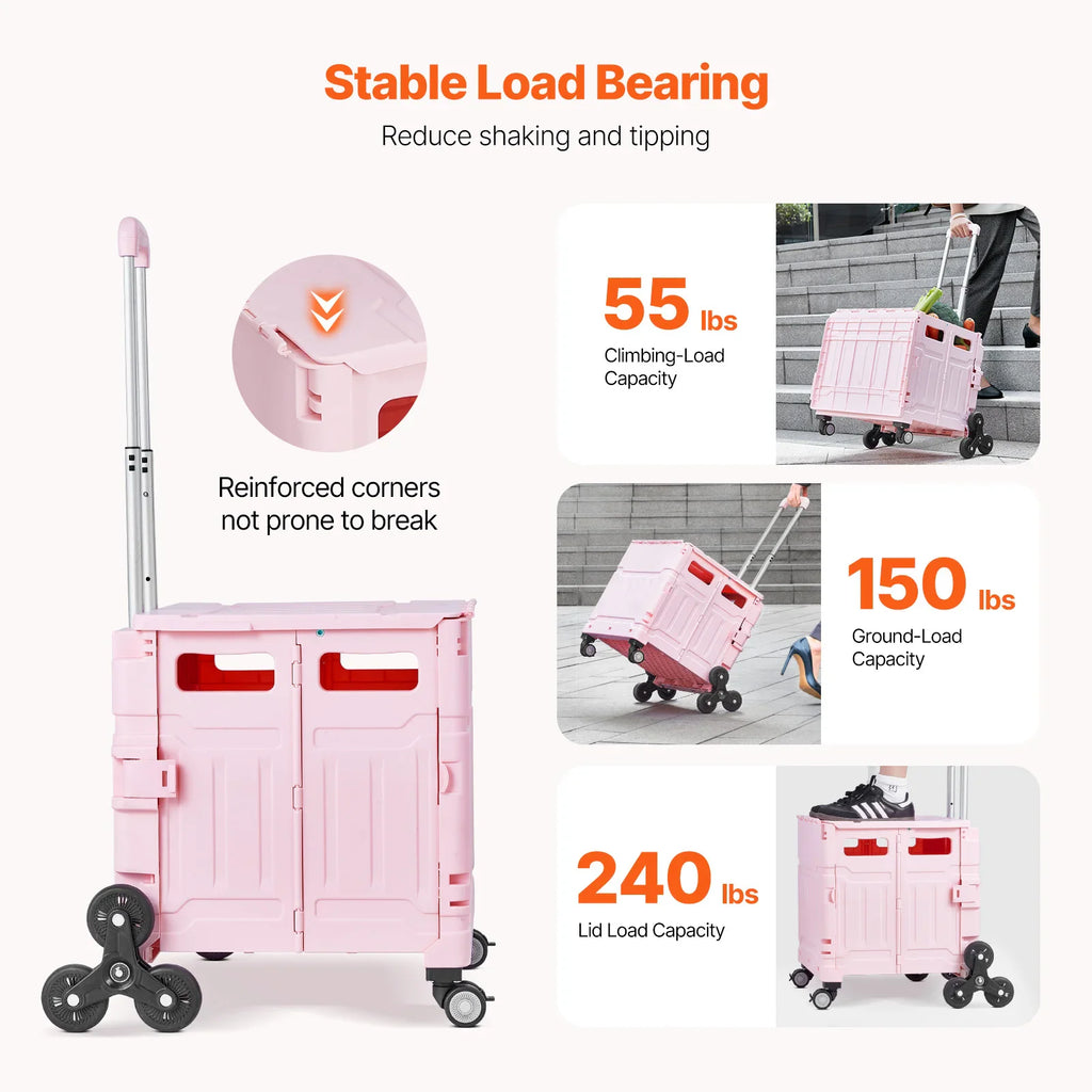 Pink folding cart weight capacity demonstration