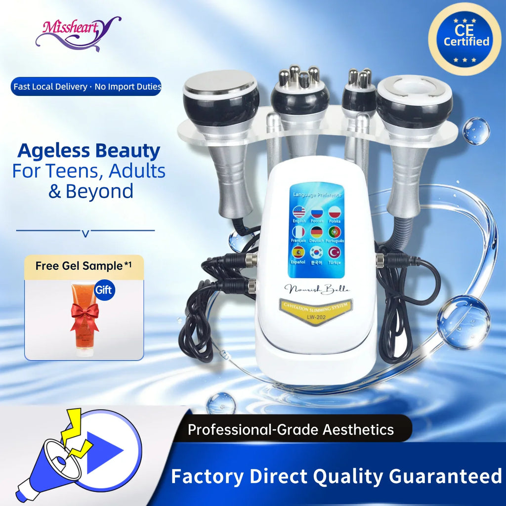 4-in-1 40K cavitation body slimming and facial skin tightening machine with various probes
