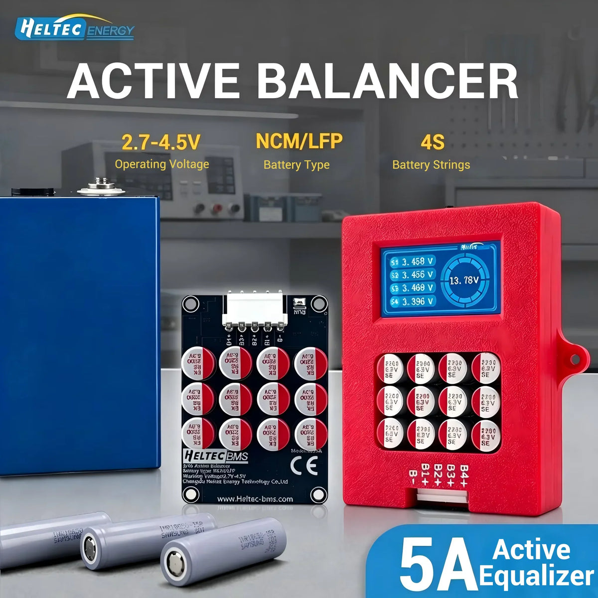 4S active battery balancer for NCM/LFP batteries with 5A equalizer