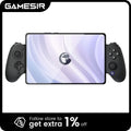 Wireless mobile game controller attached to a tablet in black