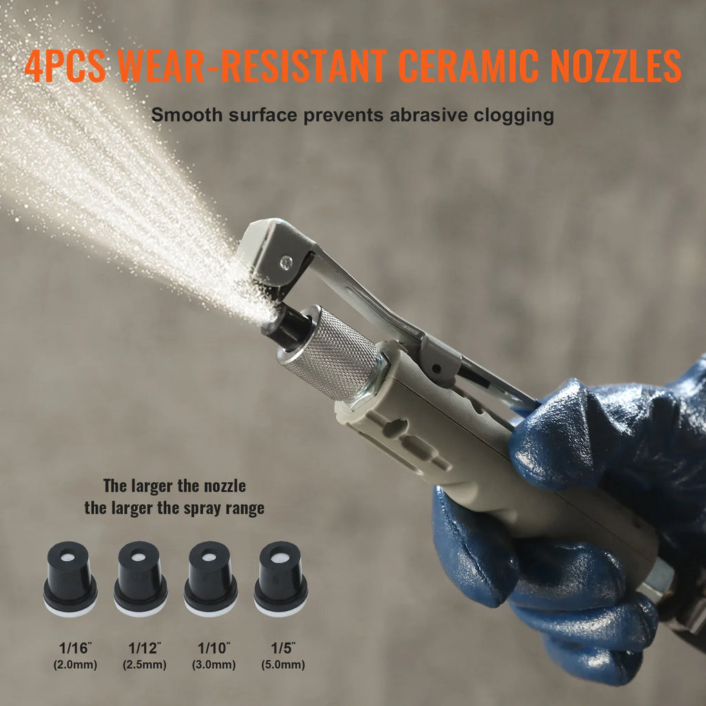 Set of four wear-resistant ceramic nozzles for sandblaster gun with size variants