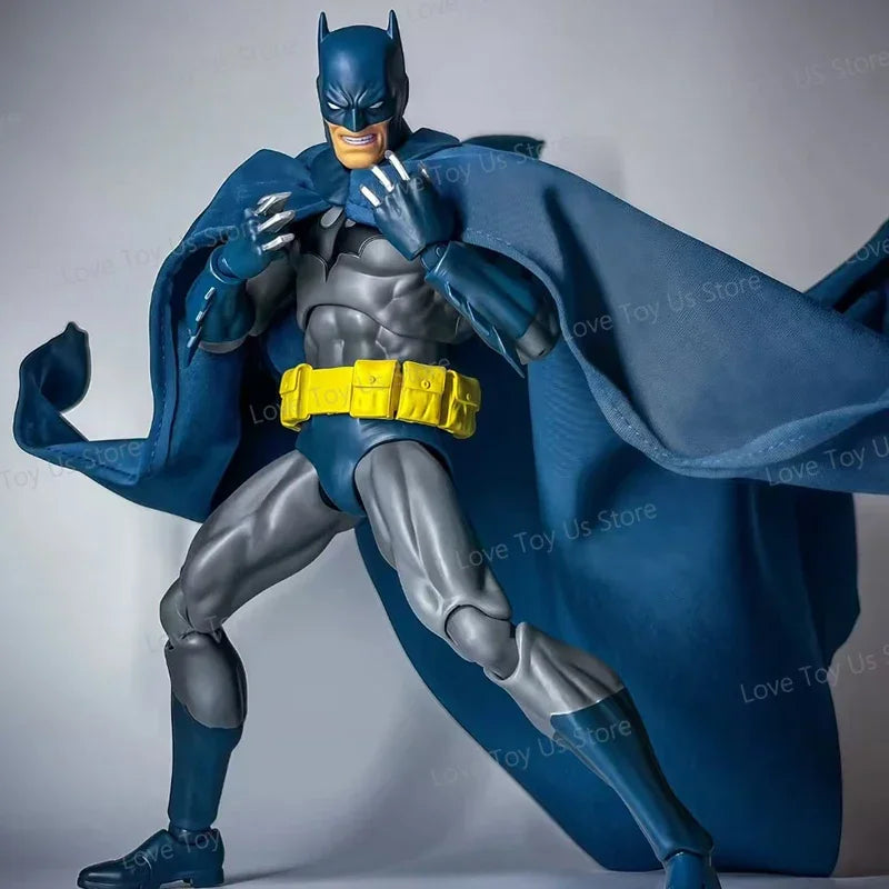 Batman Hush action figure with blue cape and yellow utility belt in combat pose