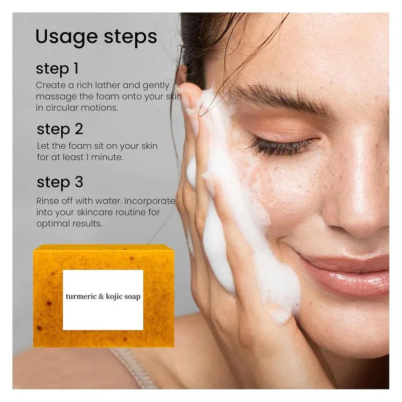 Usage steps for applying turmeric and kojic soap on face