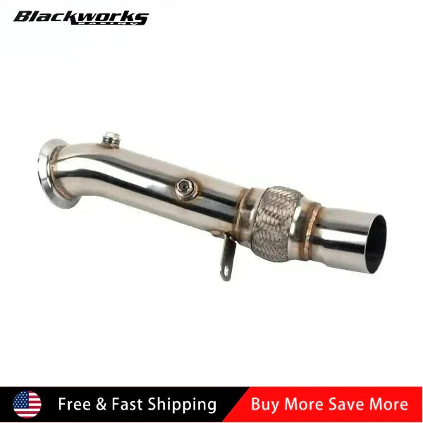 Stainless steel vehicle exhaust downpipe with braided flexible section