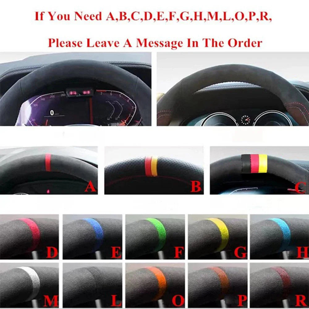 Various color marker options for custom steering wheel leather covers
