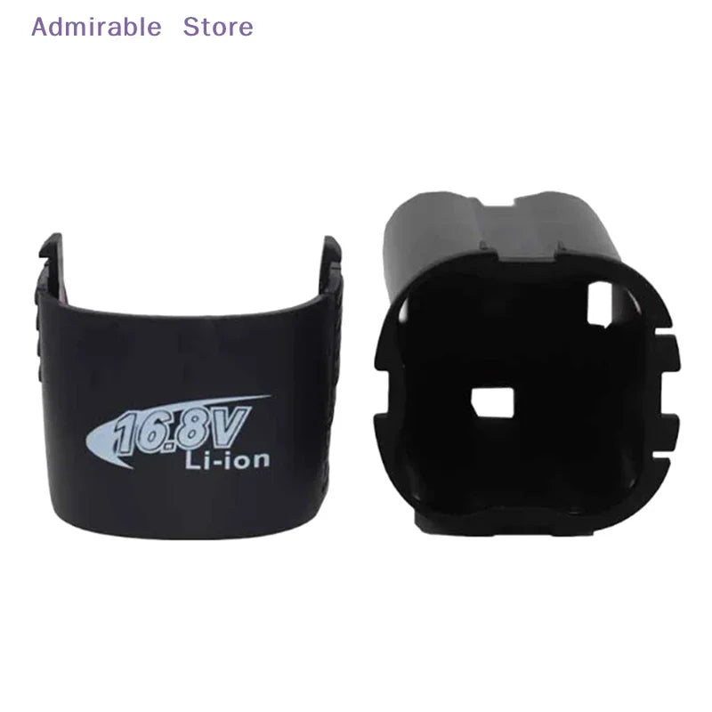 Black plastic battery housing for 16.8V li-ion cordless drill battery