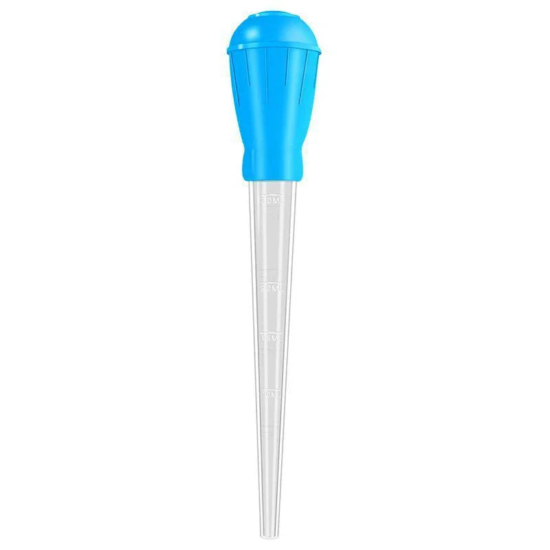 Single blue aquarium pipette with measurement markings