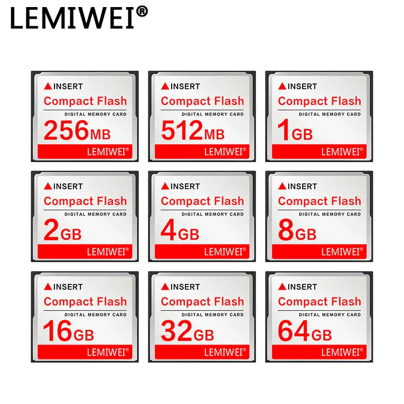 Collection of various capacities of compact flash memory cards