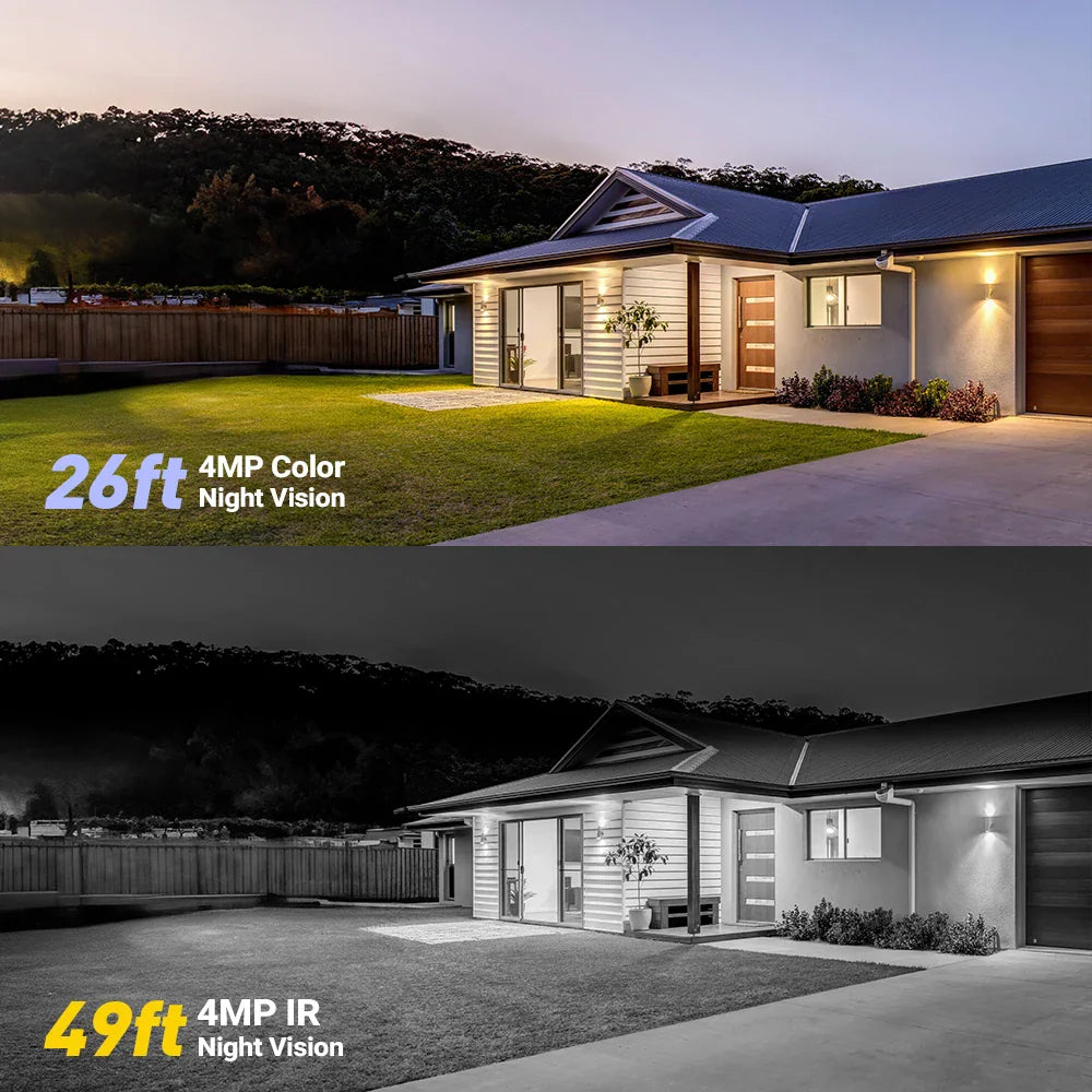 Comparison of night vision capabilities between 4MP color and 4MP infrared security cameras