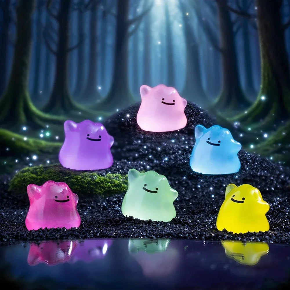6/12/18Pcs Glow in Dark Halloween Monster Figurines Mini Resin DIY Decor Cute Colorful Green Blue Pink Purple Yellow – B083-Mix 12pcs
