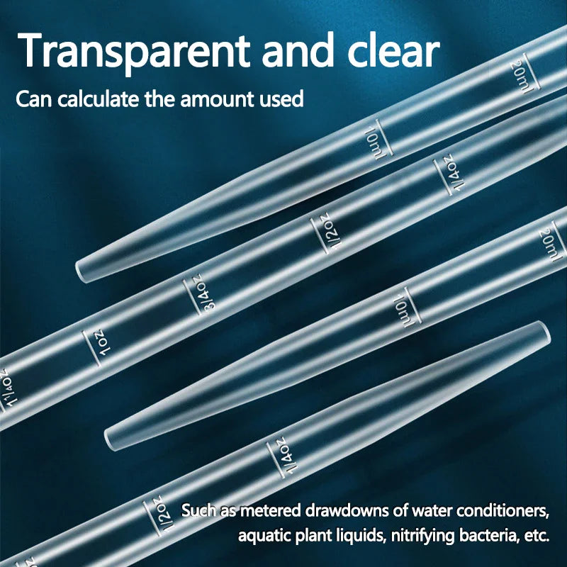 Close up of clear pipette tubes with measurement markings