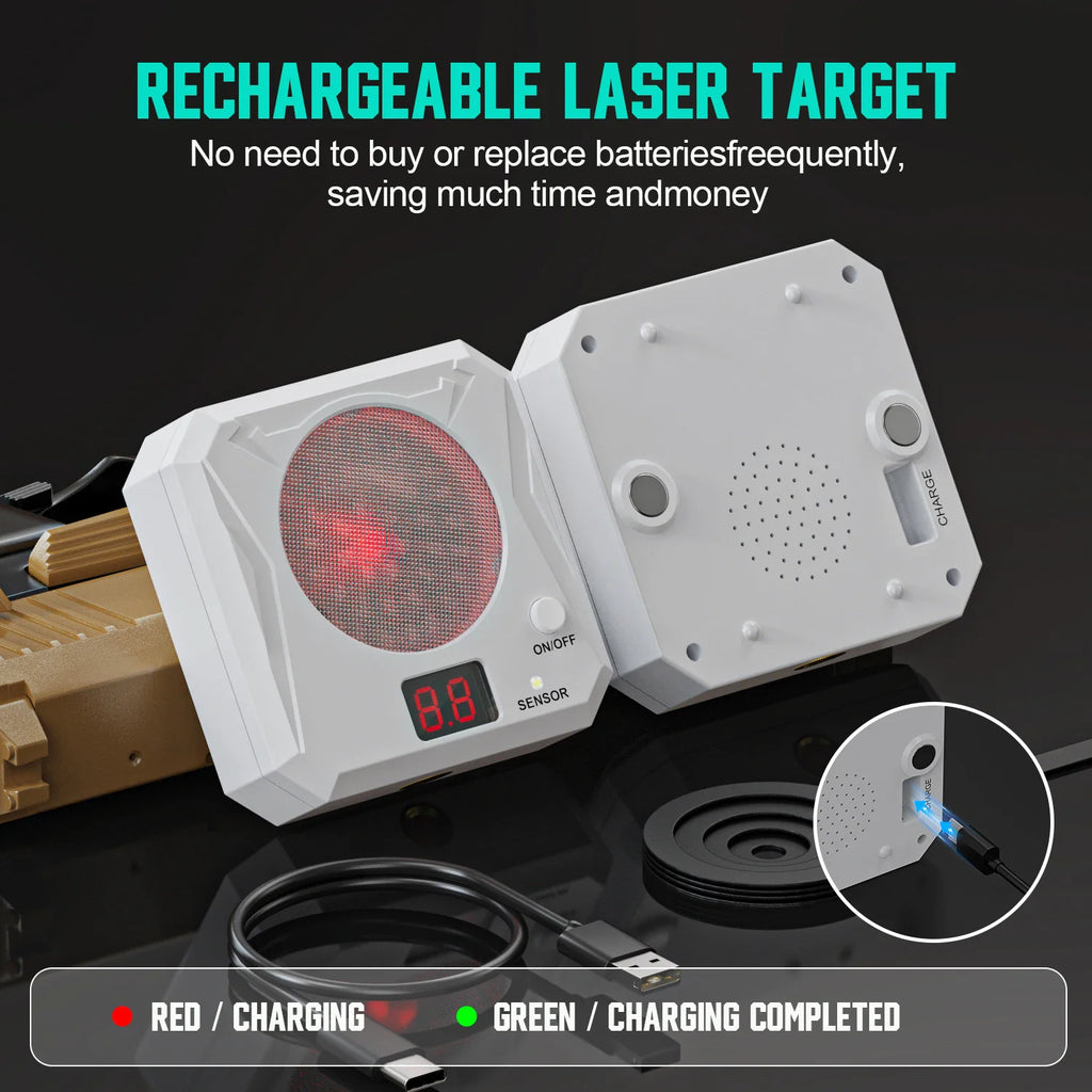 Rechargeable electronic laser target with USB charging cable