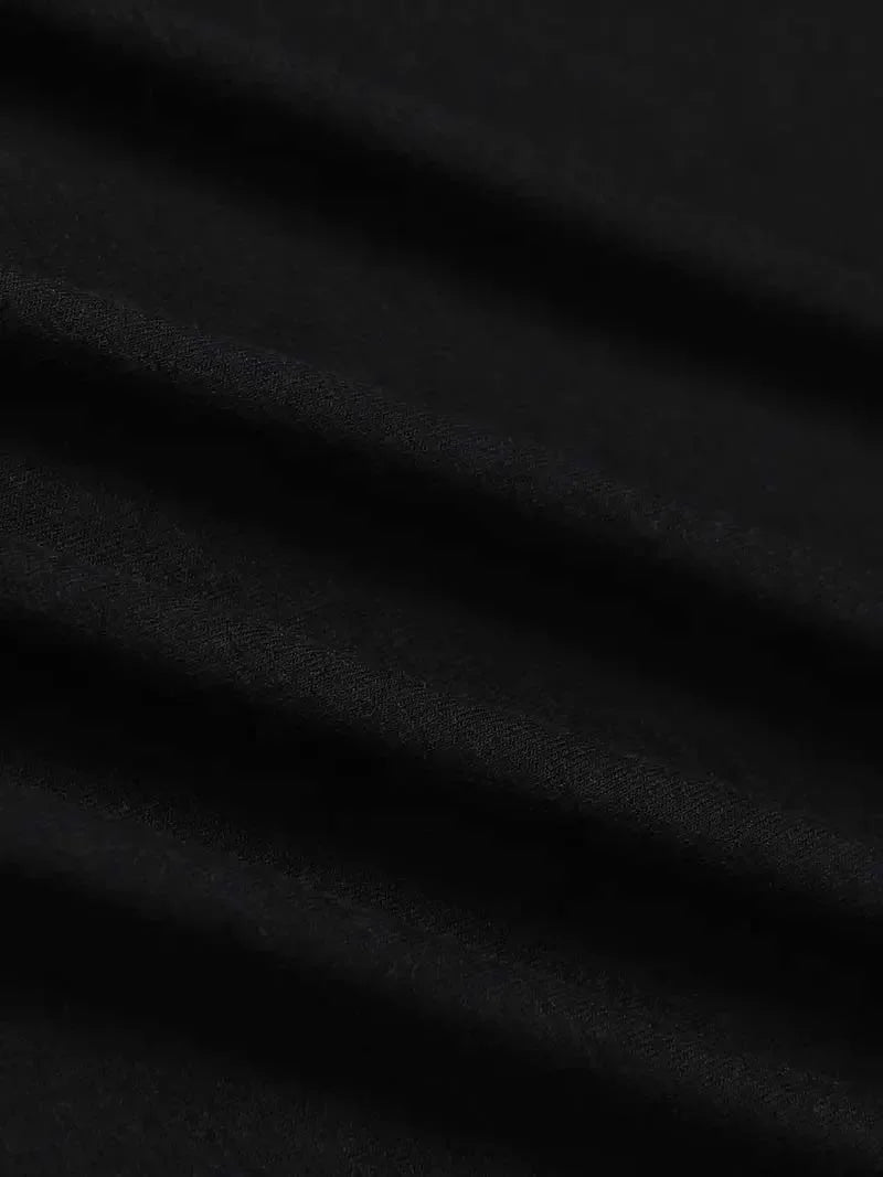 Close up detail of black cotton fabric texture