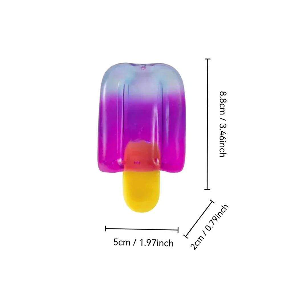 Dimensions diagram of a gradient popsicle-shaped stress relief toy