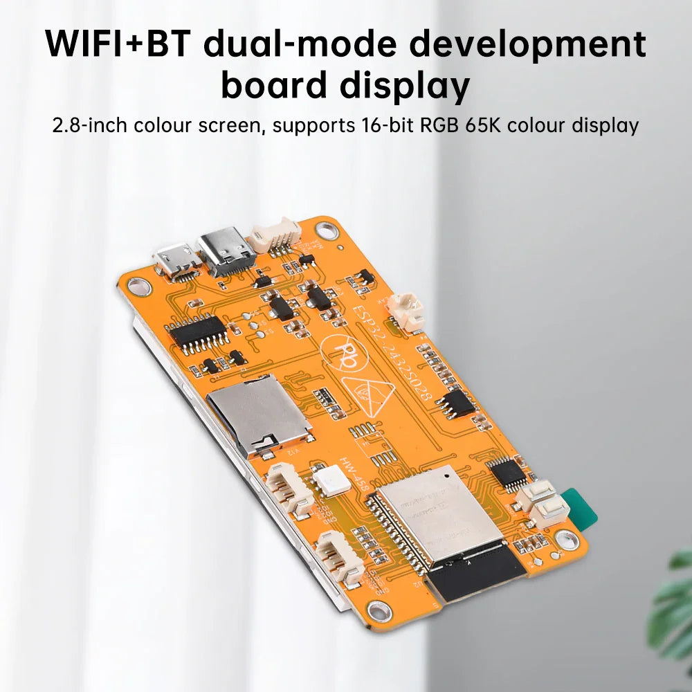 Backside of the ESP32 development board showing circuit components and port connectors