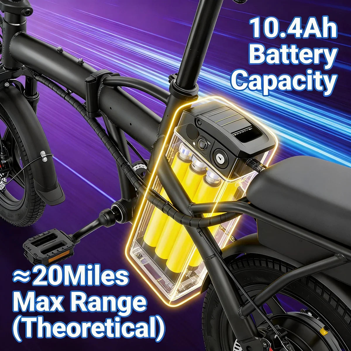 Black Hezzo T5 folding electric bike with 14-inch wheels and front basket – view 4