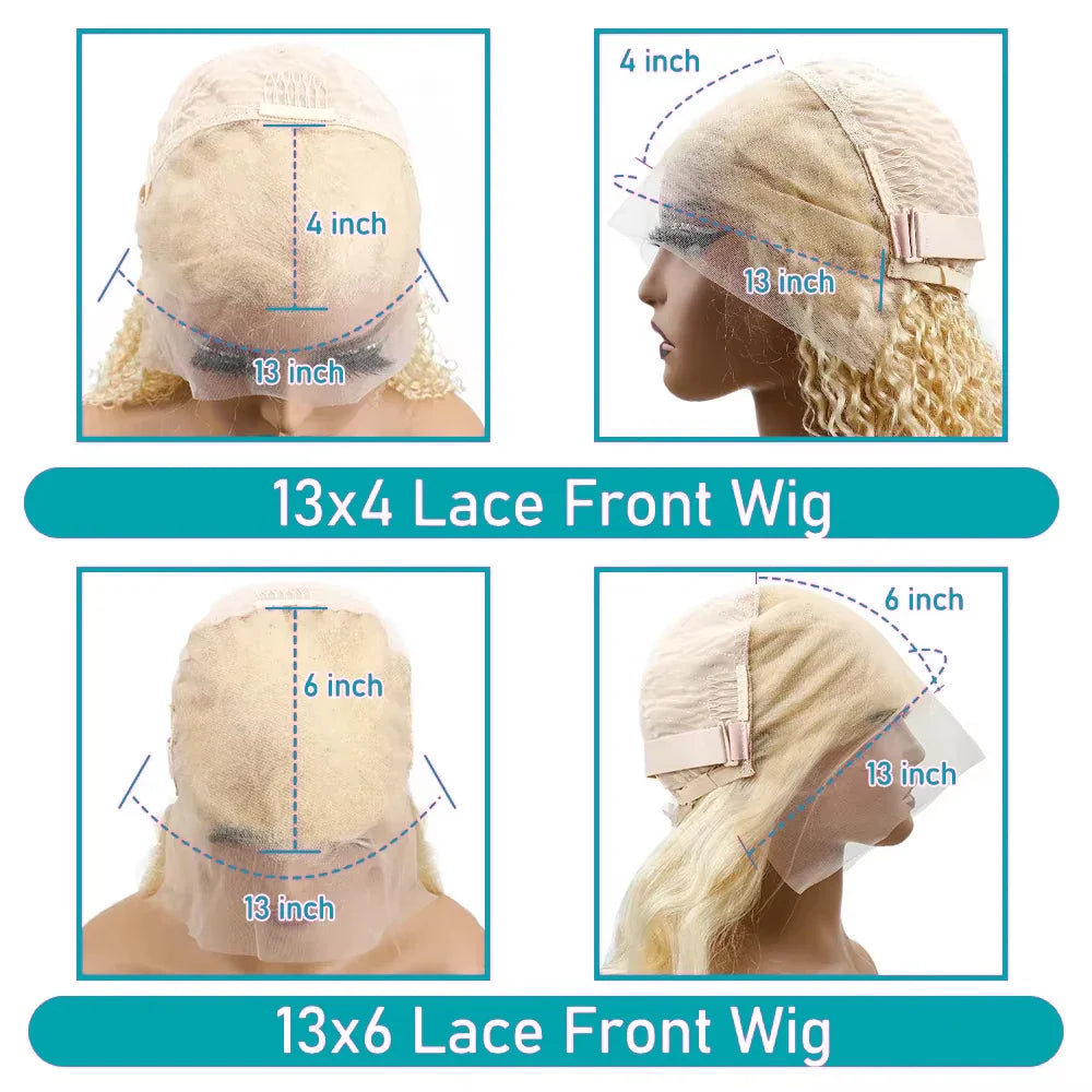 Diagram comparing 13x4 and 13x6 lace front wig cap construction