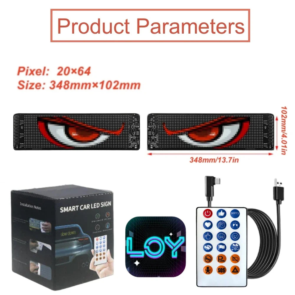 LED screen panel for car window with dimensions and remote control