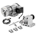 3-jaw lathe chuck with tailstock, stepper motor, and accessories for engraving machine