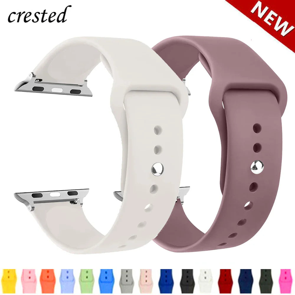 Multi-colored silicone replacement watch bands for smartwatches