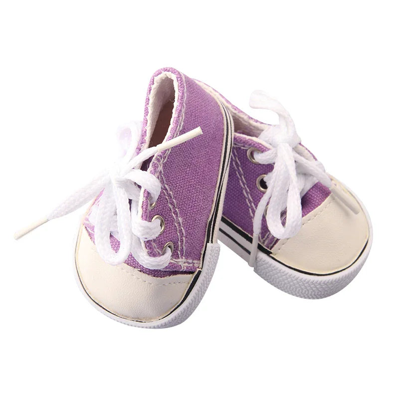7 Cm Canvas Doll Shoes For 18 Inch American Doll 11 Colors Cloth Doll Shoes Boots Sneakers For 43 Cm Baby New Born&OG Girl – view 3