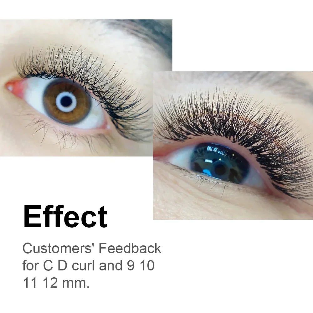 Close-up of human eyes showing long, thick black eyelash extensions
