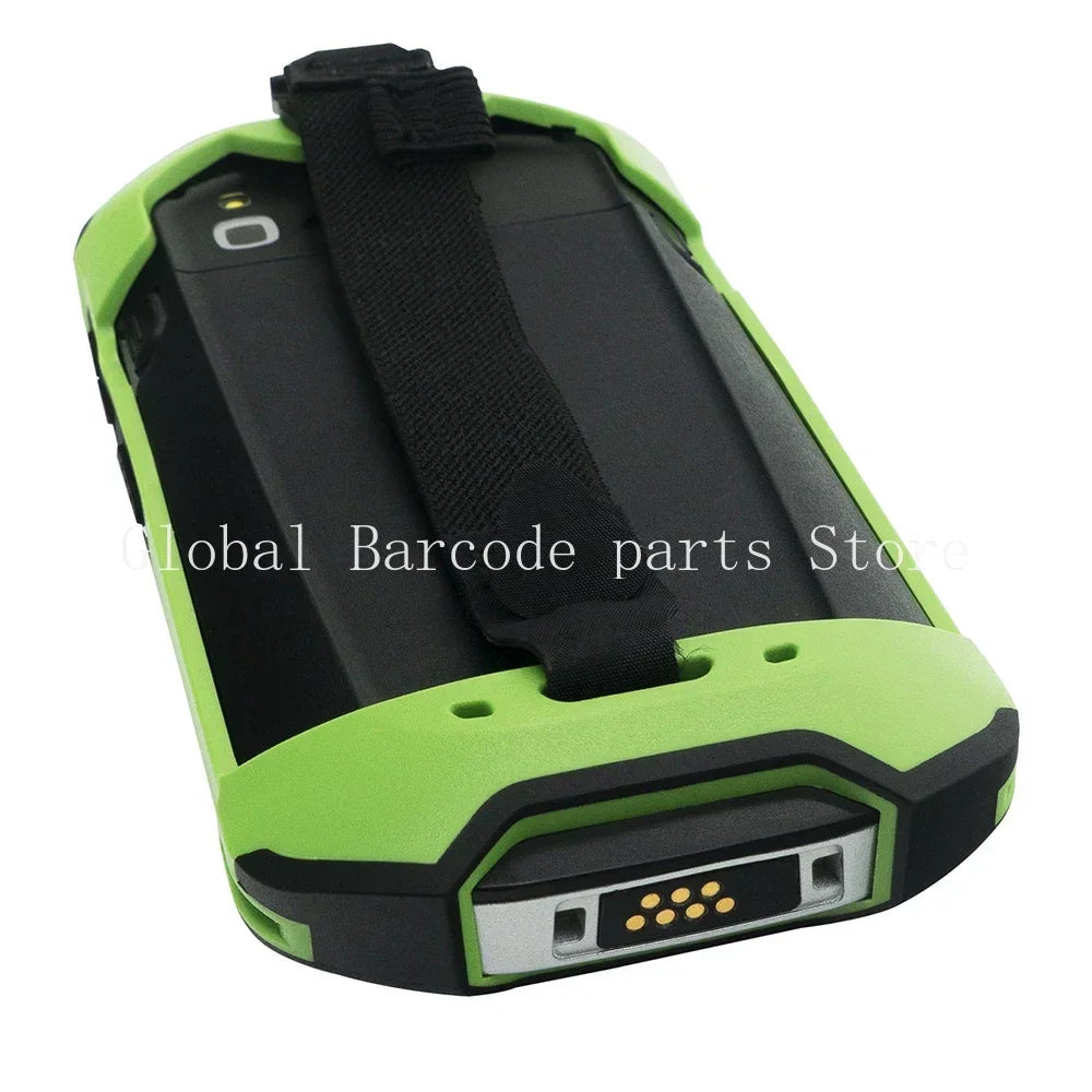 Green protective case with handstrap for handheld mobile scanner device