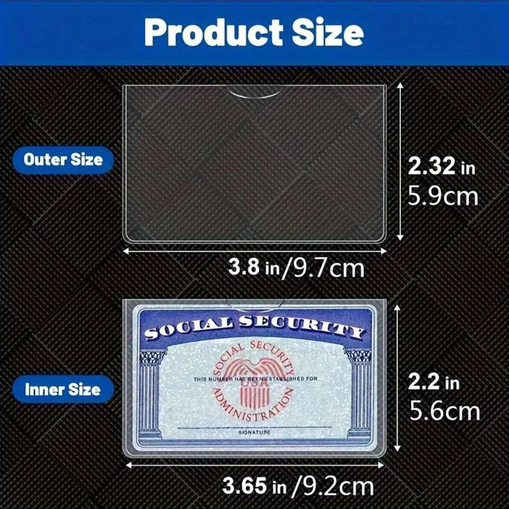 Diagram showing the outer and inner dimensions of a card protection sleeve